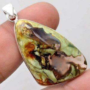 Rainforest Jasper Pendant Solid Silver